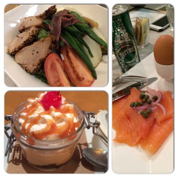 Lunch at Maison Kayser: Nicoise Salad and Smoked Salmon, Dessert @ CPK: Salted Caramel Pudding